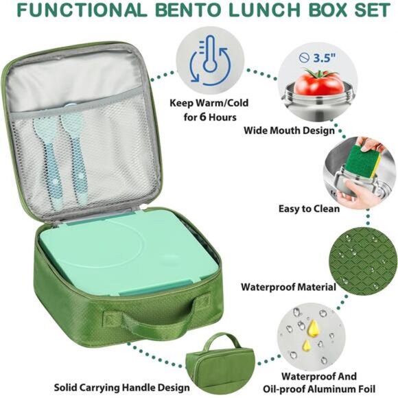 Bento Lunch Box Set for Kids with 8oz Soup Thermo, Leak-Proof Lunch Containers - Picture 4 of 7